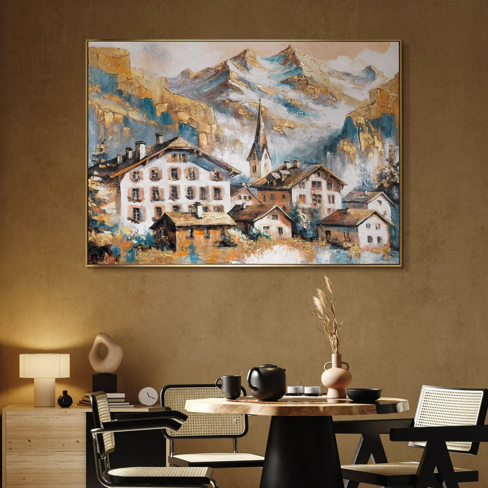 Gemälde in modernem Wohnzimmer mit Sofa