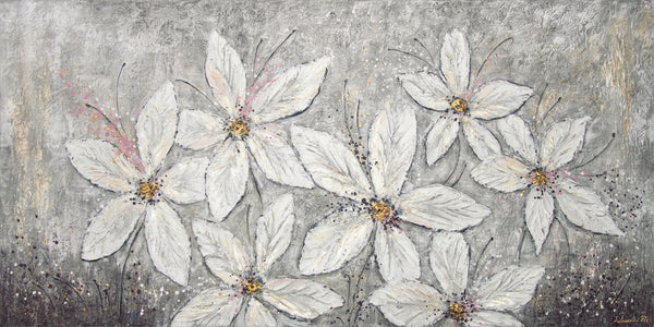 Moderne akrylmalerier med struktur "Blomsterparadis"