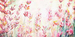 Håndmalede blomsterbilleder "Juli" 140x70