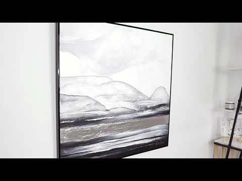 Indrammet abstrakt landskabsmaleri "Isbjerg" 100x100 cm