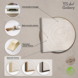 Minimalistisk vægdekoration – Tekstureret akrylmaleri i beige med ramme “Echoes of Time”