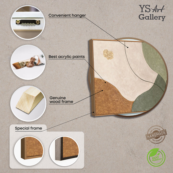 Håndmalet akrylkunst – Moderne vægmaleri i grønt og beige “Dalenes hvisken”