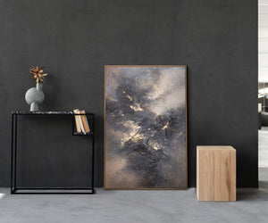 Lærred kunstværk med struktur – Moderne maleri "Himmelglød"