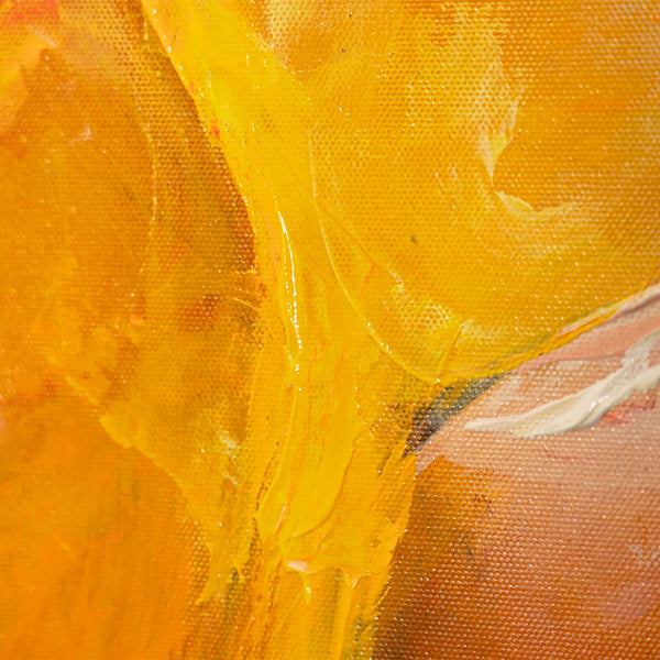 Abstraktes Kunstbild mit leuchtender gelber Farbfläche und weichen Übergängen