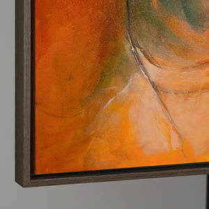 Modernes abstraktes Leinwandbild mit ausdrucksstarker Farbkomposition in warmen Tönen