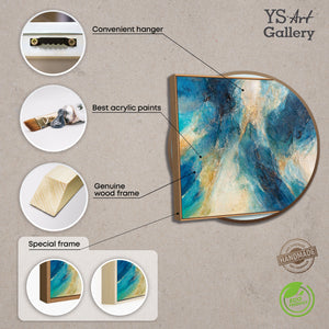 Quadro dipinto a mano nei colori dell'oceano - Arte acrilica espressiva con cornice "Glimmer of the Waves"