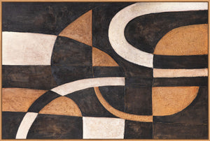 Abstrakt akrylmaleri geometri med ramme – Håndmalet vægkunst “Harmoni af kurver”