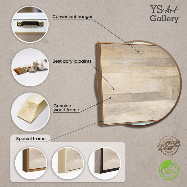 Abstrakt akrylmaleri på lærred i beige grå “Tidens Vertikaler”