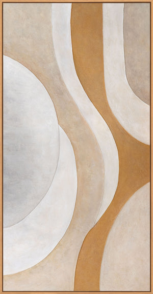 Abstrakt akrylmaleri i varme, naturlige toner - Moderne indrammet maleri "Heat Flow"