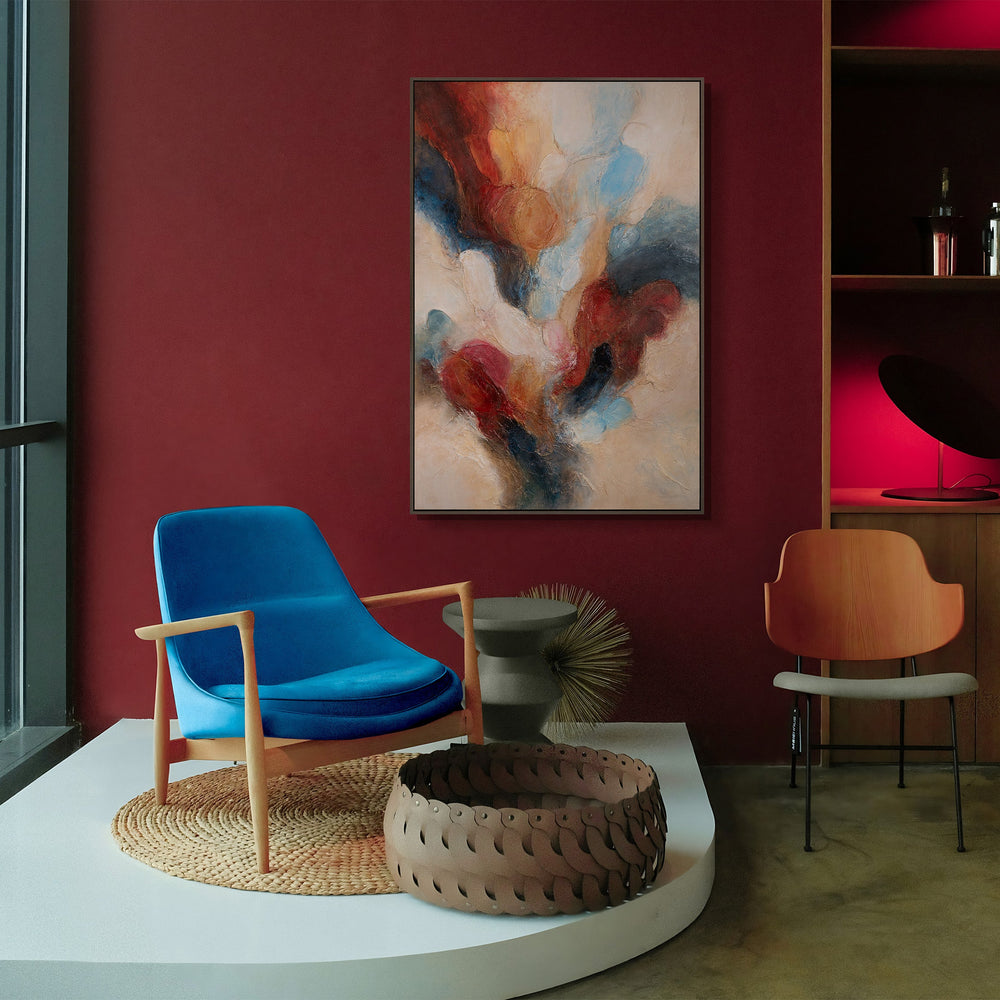 Abstrakt maleri med ramme – Håndmalet kunst på lærred "Musik i farver"