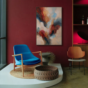 Abstrakt maleri med ramme – Håndmalet kunst på lærred "Musik i farver"