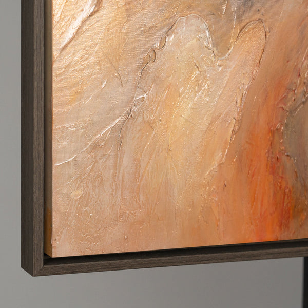 Abstraktes Wandbild auf Leinwand in warmen Orangetönen