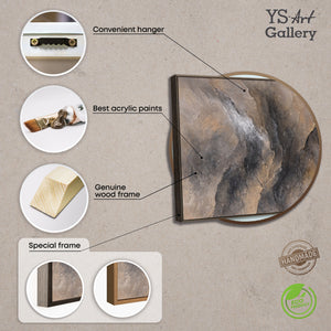 Abstrakt maleri i mørke jordfarver – Håndmalet lærredskunst “Mørke og daggry”