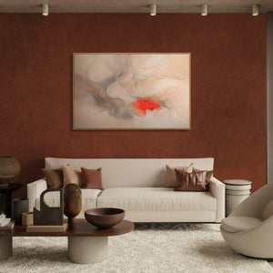 Abstraktes Acrylbild mit rotem Akzent – moderne Wandkunst „Echo der Flammen“