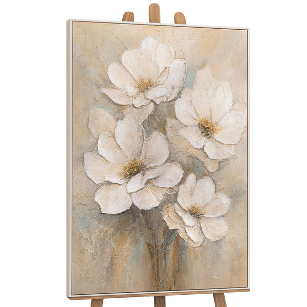Acrylmaleri på lærred – Moderne blomster maleri "Sløret af Ømhed" håndmalet