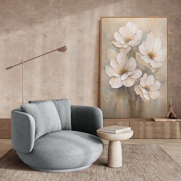 Acrylmaleri på lærred – Moderne blomster maleri "Sløret af Ømhed" håndmalet