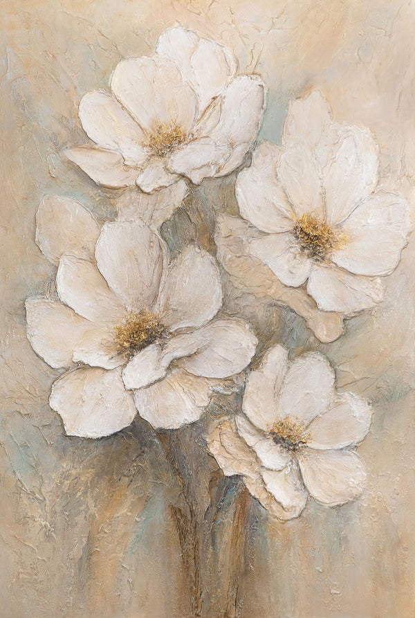 Acrylmaleri på lærred – Moderne blomster maleri "Sløret af Ømhed" håndmalet