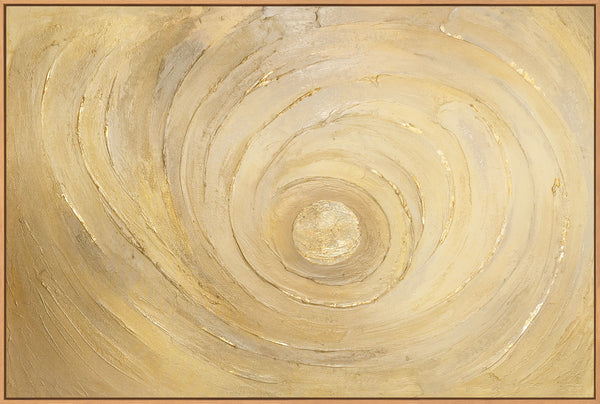 Handgemaltes abstraktes Gemälde mit Goldstruktur – Moderne Acrylbild mit Rahmen „Kreise der Zeit“