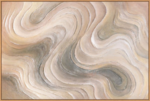 Abstraktes Leinwandbild „Sanfte Strömung“ mit Struktur und Naturfarben - Original Acrylbild mit Rahmen