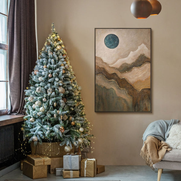 Handgemaltes Leinwandbild „Smaragdgrüne Sonne“ – Abstrakte Kunst mit Struktur