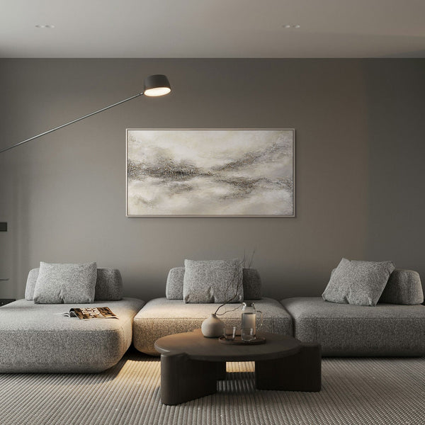 Handmalet Lærredsbillede „Tåget Fjernhed“ – Moderne Abstrakt Kunst