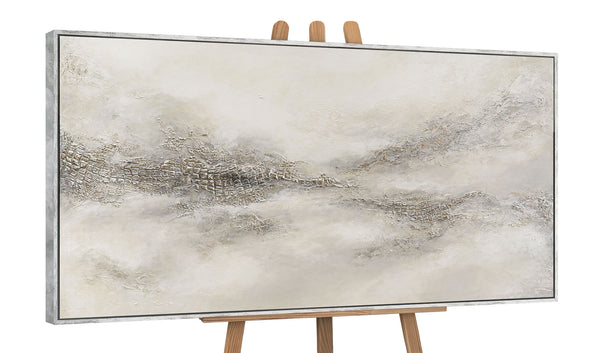 Handmalet Lærredsbillede „Tåget Fjernhed“ – Moderne Abstrakt Kunst