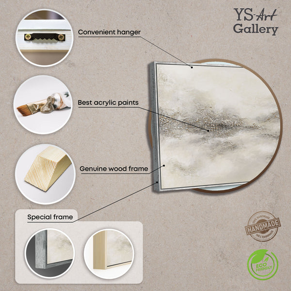 Handmalet Lærredsbillede „Tåget Fjernhed“ – Moderne Abstrakt Kunst