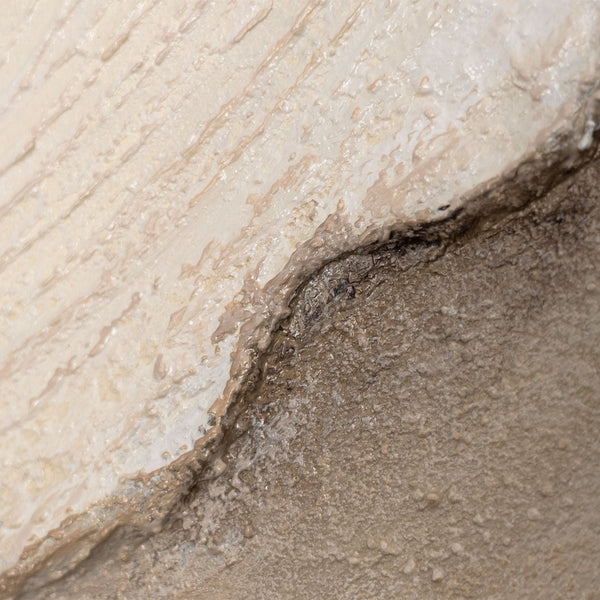 Abstrakte Reliefstruktur auf Leinwand in Beige und Grau