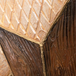 Geometrisches Acrylbild in Rahmen mit Goldstruktur – Wandkunst „Geometrie des Goldes“