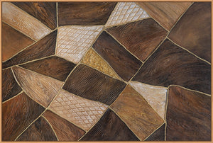 Geometrisches Acrylbild in Rahmen mit Goldstruktur – Wandkunst „Geometrie des Goldes“