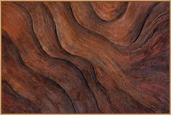 Abstraktes Wandbild in Holzoptik mit Brauntönen, moderne Kunst auf Leinwand