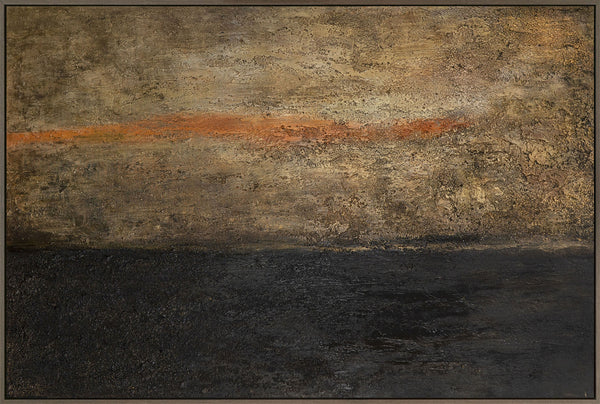 Abstraktes Wandbild in Grau, Braun und Rostorange mit Struktur