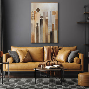 Abstraktes Leinwandbild „Stadt der Figuren“ – Moderne Bilder Wohnzimmer