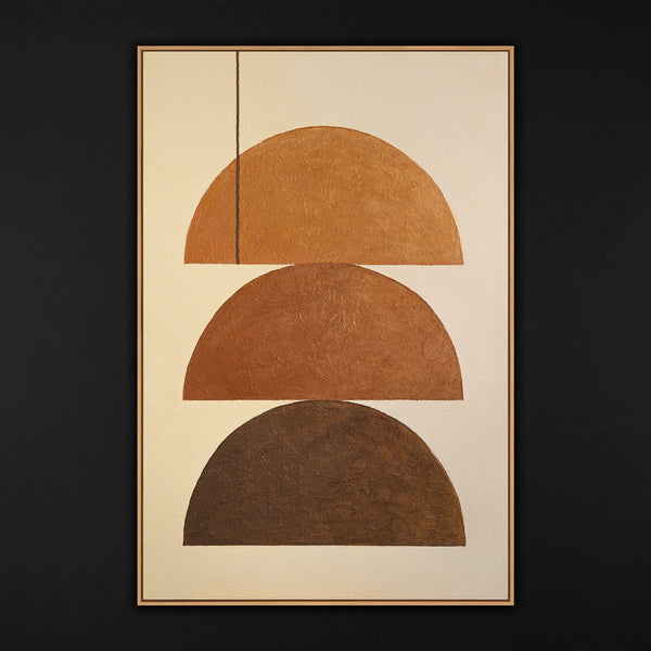 Acrylmaleri med ramme – Geometrisk maleri "Tre Horisonter" håndmalet