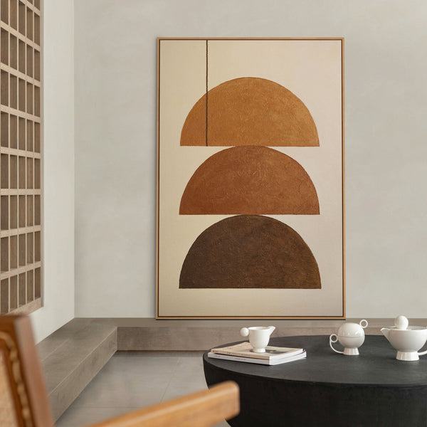 Acrylmaleri med ramme – Geometrisk maleri "Tre Horisonter" håndmalet