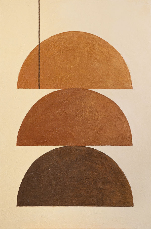 Acrylmaleri med ramme – Geometrisk maleri "Tre Horisonter" håndmalet