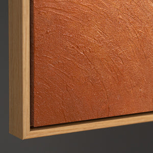 Unterkante eines Leinwandbildes in Terrakotta, hochwertiger Keilrahmen