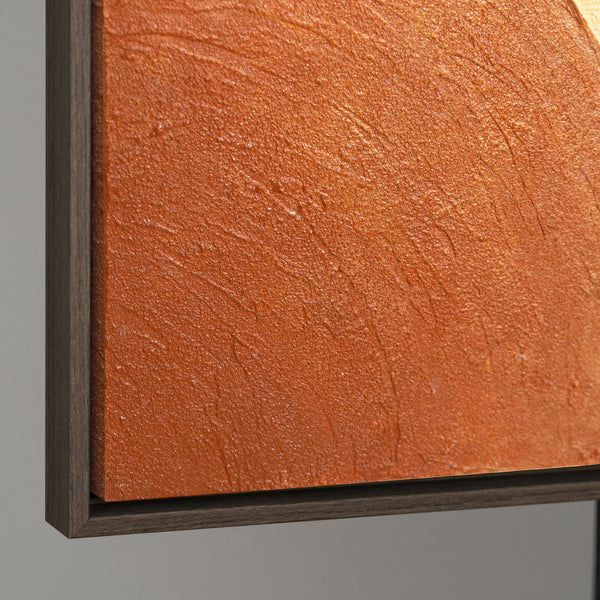 Seitliche Ansicht eines abstrakten Leinwandbildes, stabiler Holzrahmen