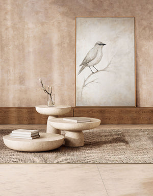 Maleri med ramme "Syngende pause" – acrylkunst med fuglemotiv