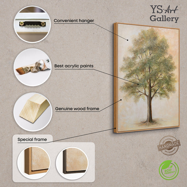 Handmalet Lærredsbillede „Træet af Kontemplation“ – Vægkunst med Træmotiv