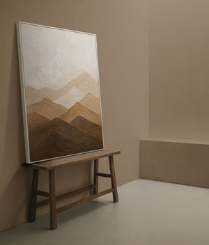 Lærredsmaleri med ramme "Lagets harmoni" – Abstrakt acrylmaleri i jordfarver