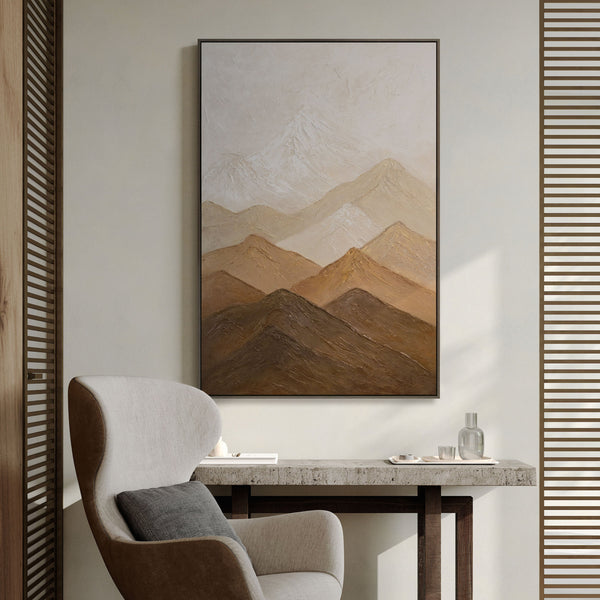 Lærredsmaleri med ramme "Lagets harmoni" – Abstrakt acrylmaleri i jordfarver