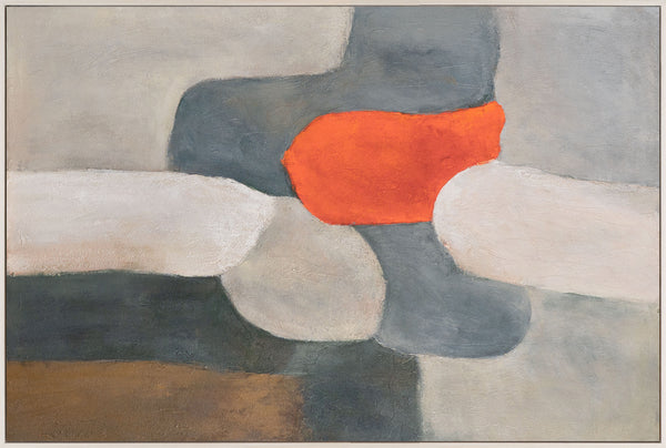 Stort billede til stuen "Flammende ø" på lærred i ramme