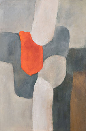 Håndmalet vægkunst "Flammende ø" – moderne acrylmaleri med struktur