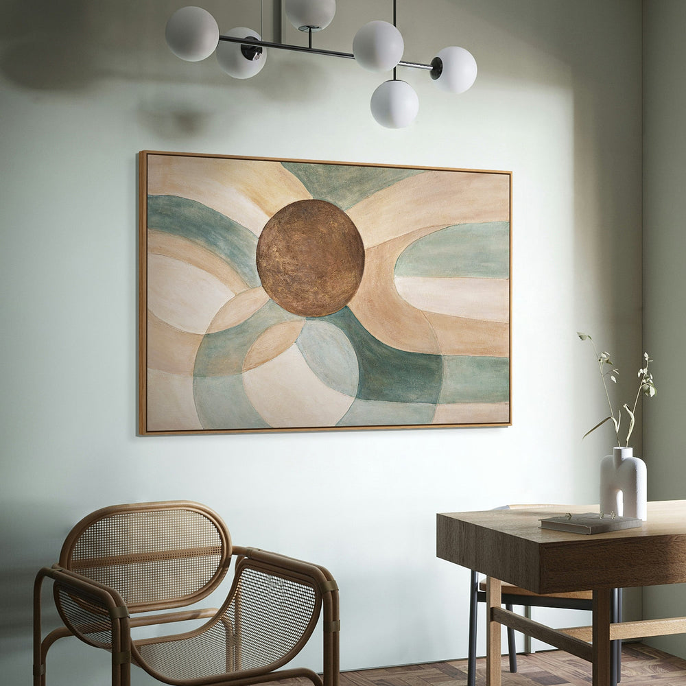 Roligt abstrakt maleri i rammen "Livets cyklus" på lærred