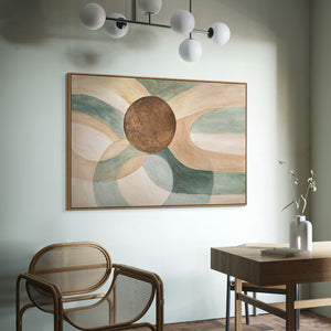 Roligt abstrakt maleri i rammen "Livets cyklus" på lærred