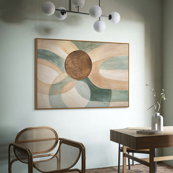 Roligt abstrakt maleri i rammen "Livets cyklus" på lærred