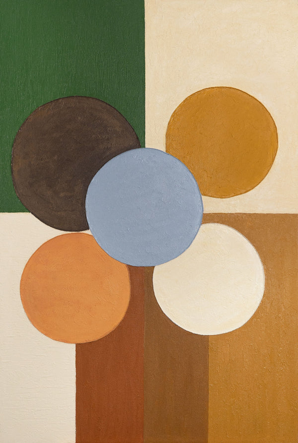 Håndmalet acrylmaleri "Sfære af balance" – Geometrisk kunst til stuen