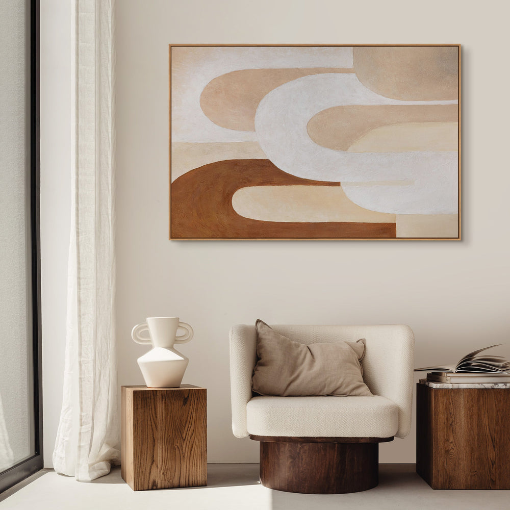 Moderne malerier på lærred i ramme med flydende struktur “Arkitekturens åndedrag”