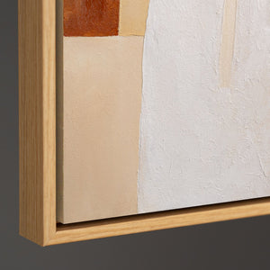 Leinwandbild mit Rahmen „Atem der Architektur“ – Abstrakte Wanddeko in Beige und Braun